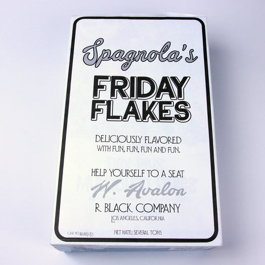 Friday Flakes Cereal Box