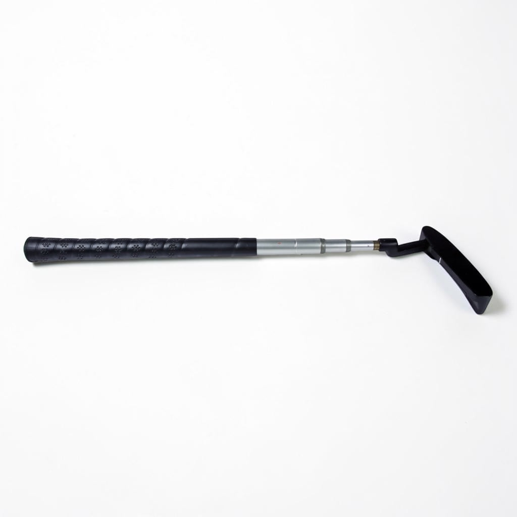 Outrageous Art adjustable golf putter with a matte black head, telescopic shaft, and textured rubber grip.