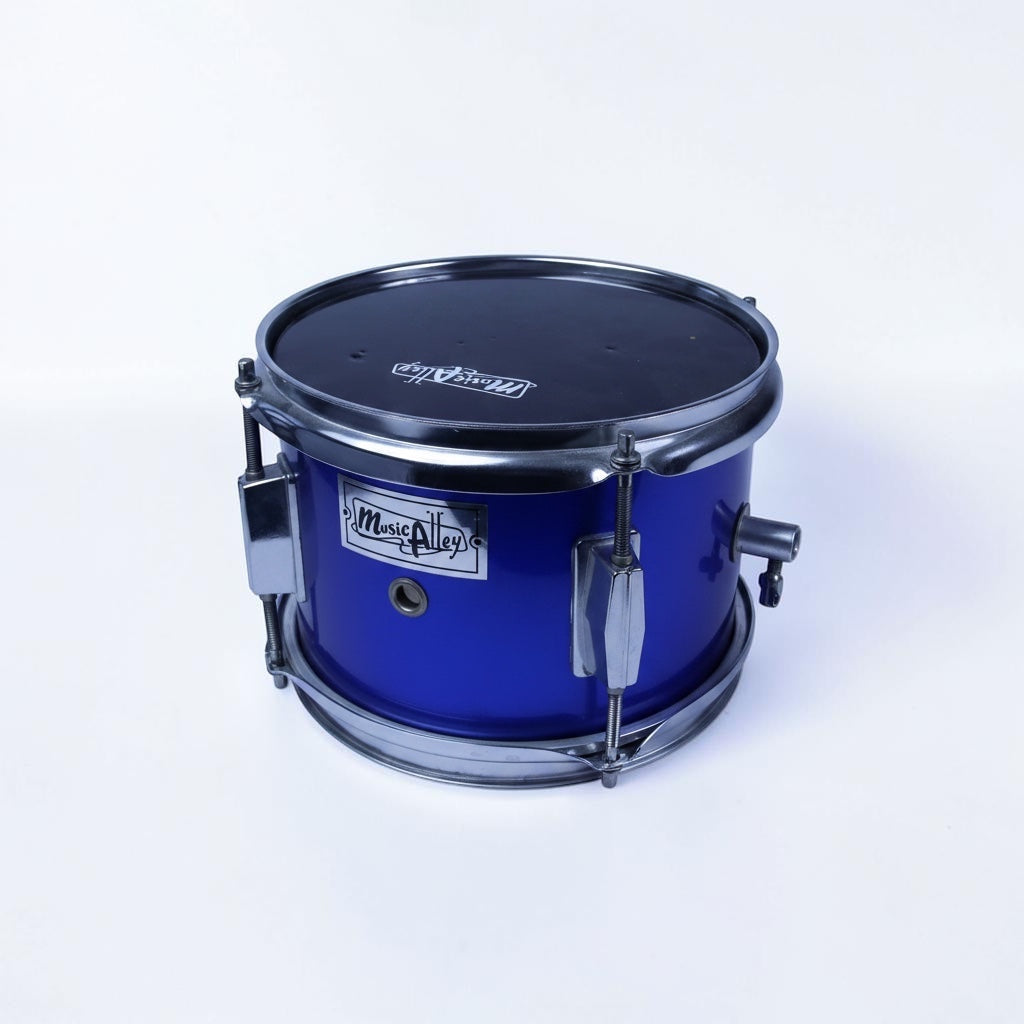 Outrageous Art Music Alley blue tom drum with chrome hardware and black drum head for young percussionists