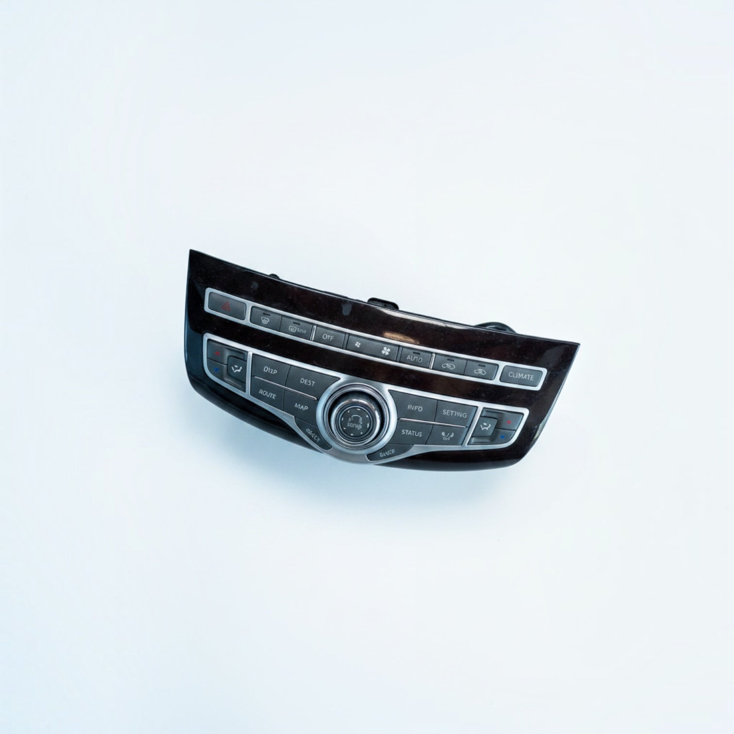Outrageous Art car center console control panel with dark polished finish and intuitive button layout