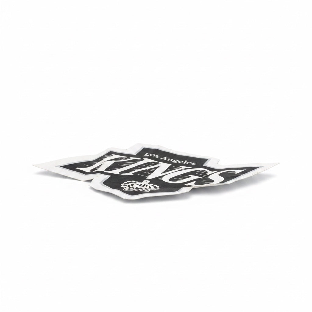 Outrageous Art Los Angeles Kings black and white vinyl decal with team wordmark and crown logo on a white background