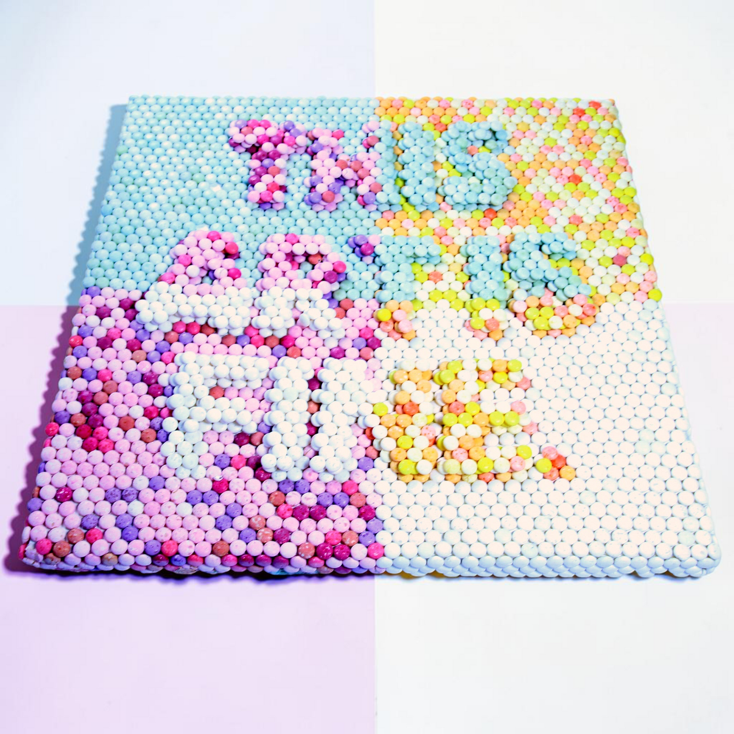 Outrageous Art Mentos Fine Art wall piece featuring the text This Art Is Fine made from thousands of colorful candies