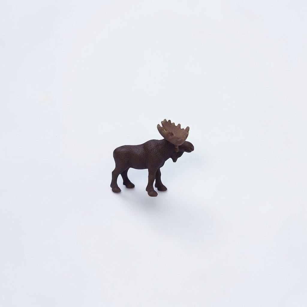 Outrageous Art miniature brown moose figurine with detailed antlers for educational play and wildlife collections