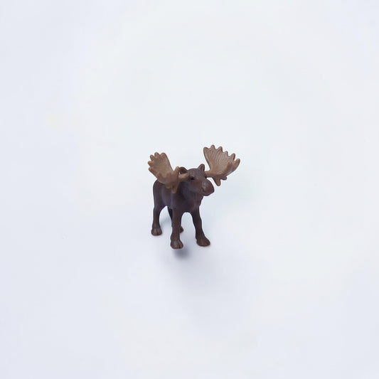Outrageous Art miniature brown moose figurine with detailed antlers for educational play and dioramas