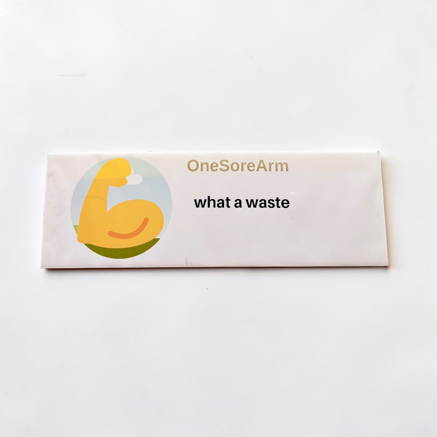 Outrageous Art prop comment featuring the OneSoreArm username and the text what a waste with a yellow arm icon