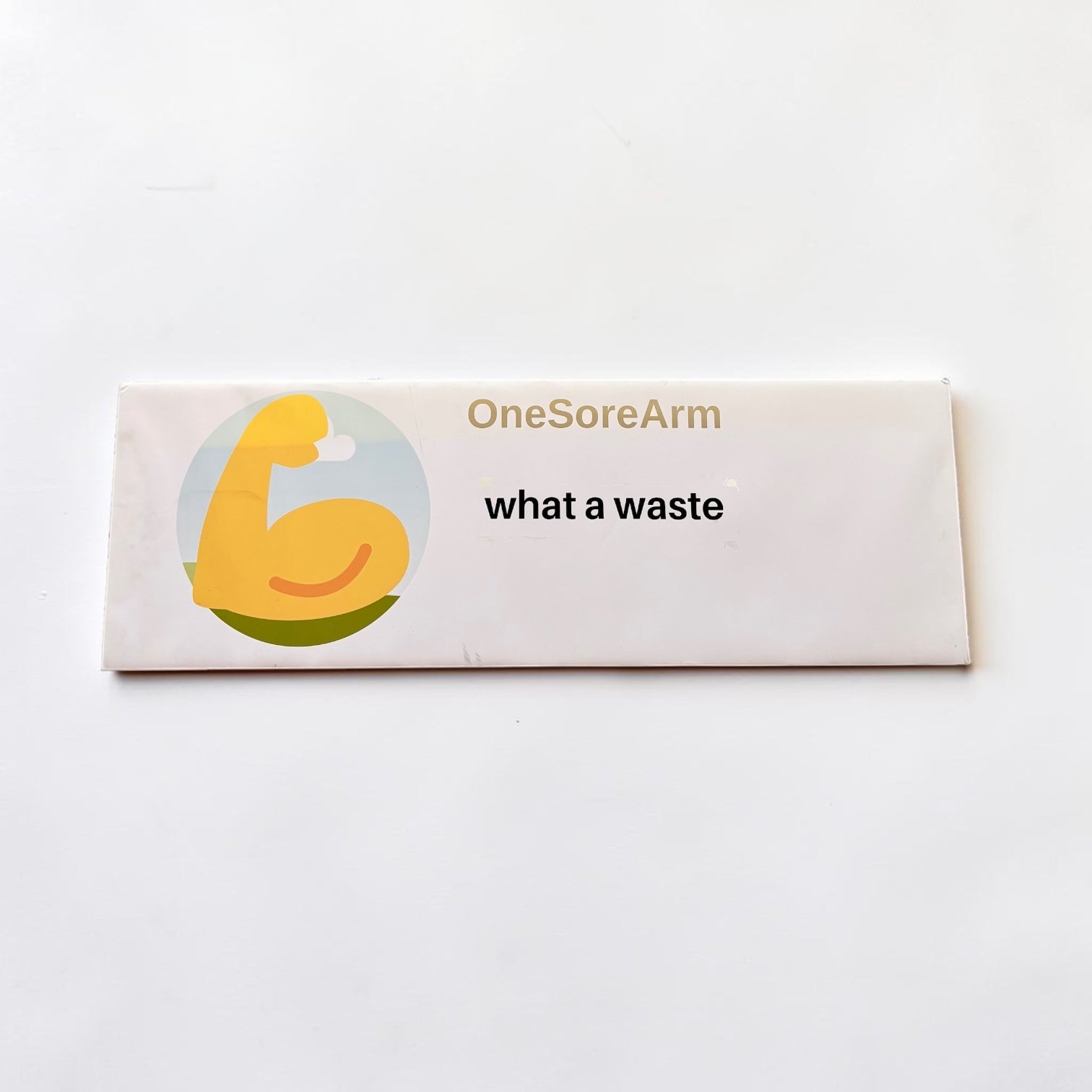 Outrageous Art prop comment featuring the OneSoreArm username and the text what a waste with a yellow arm icon