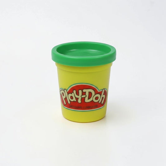 Outrageous Art Play-Doh modeling compound in a yellow container with a green lid against a plain white background.