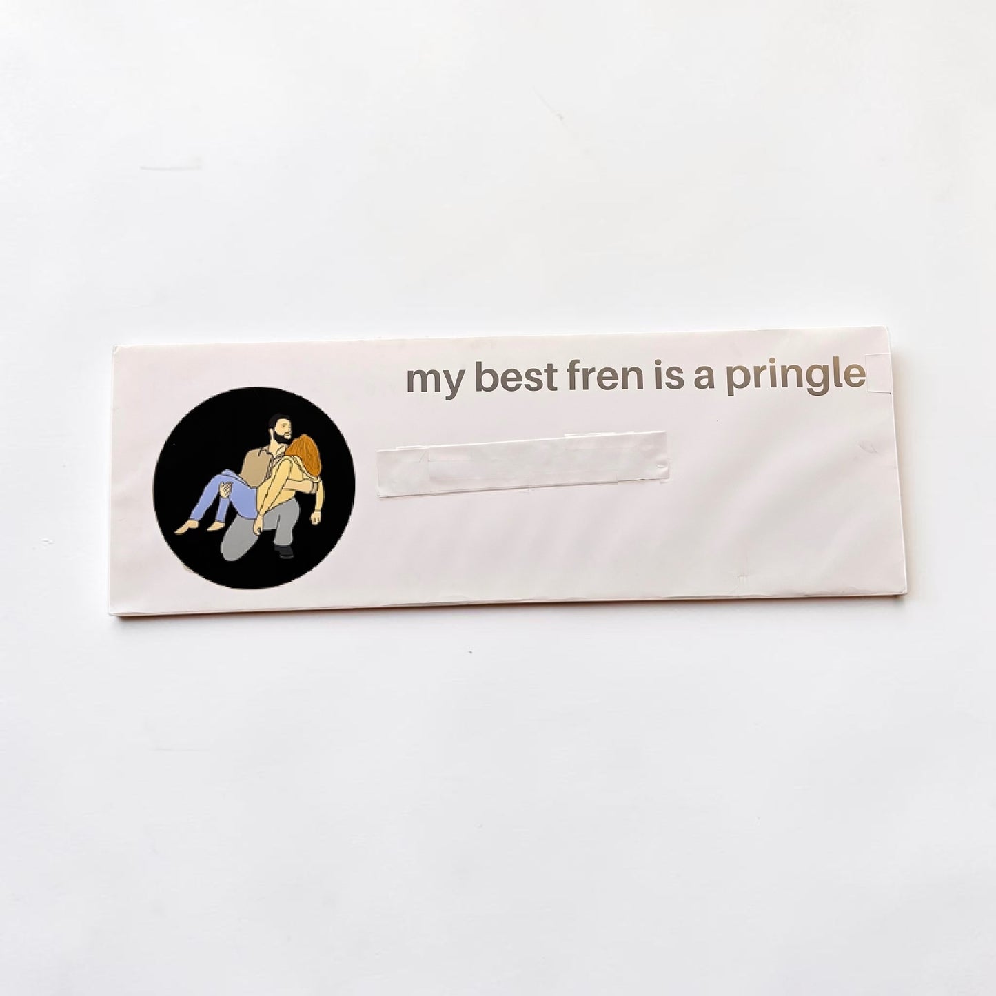 Outrageous Art prop comment featuring a circular illustration of a man holding a woman with the text my best fren is a pringle