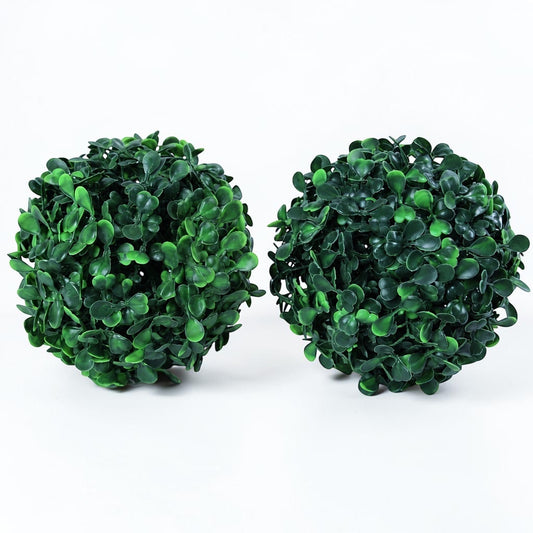 Outrageous Art sculptural round green bushes with dense spherical foliage for indoor or outdoor architectural decor.