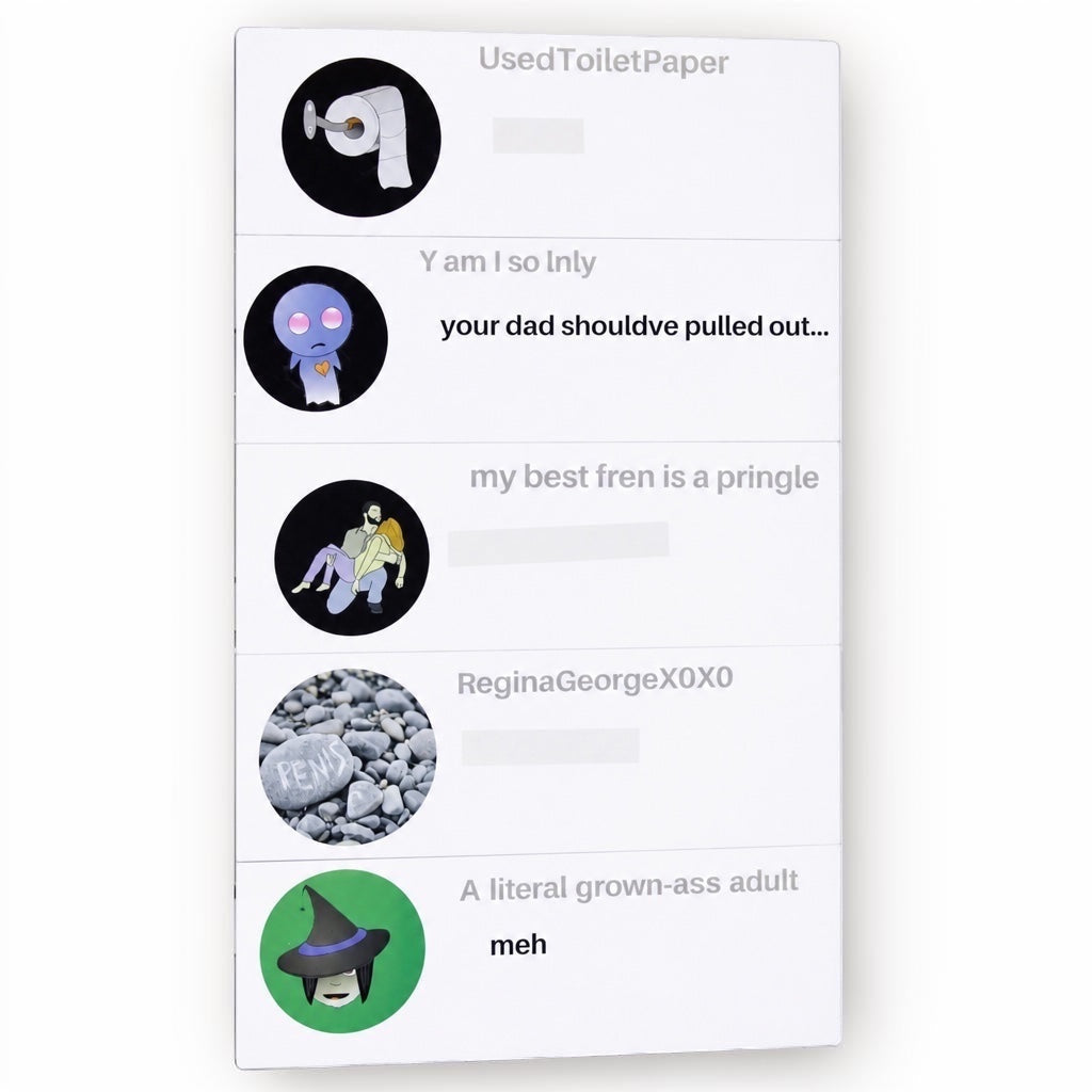 Outrageous Art Rubber Glue prop comments featuring authentic viewer reactions and profile avatars from a music video.