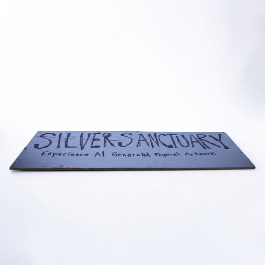 Outrageous Art Silver Sanctuary metallic wall sign with black text on a sleek silver surface for modern home decor.