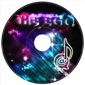 Outrageous Art The Ego CD by Ali Spagnola featuring a vibrant galaxy-themed design with neon light effects.
