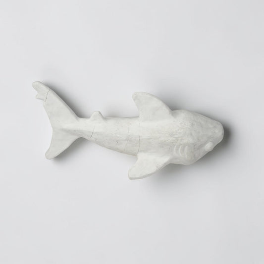 Outrageous Art minimalist matte white shark sculpture with a sleek silhouette for coastal home decor