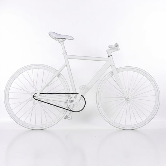 Outrageous Art Velvet Bike in solid white, featuring a unique plush velvet-covered frame and minimalist design.